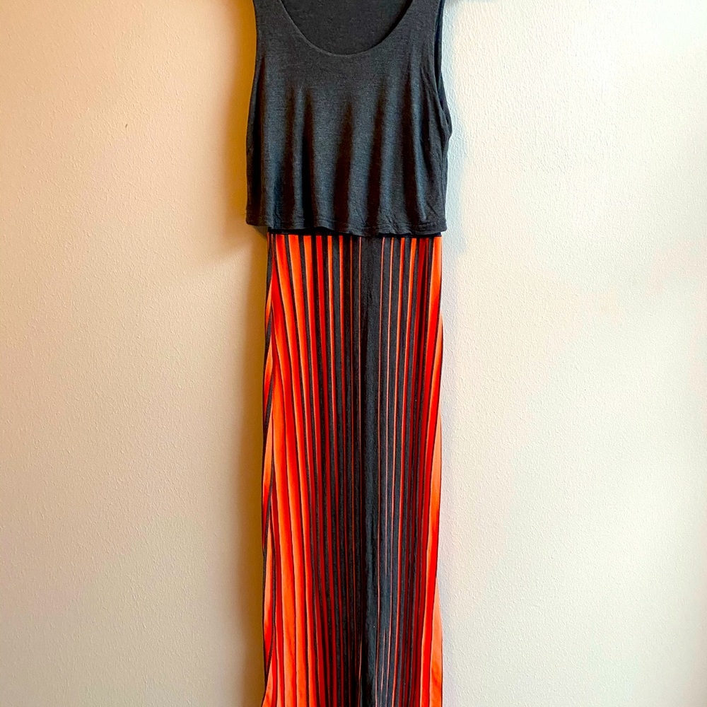 Heather gray and orange maxi dress